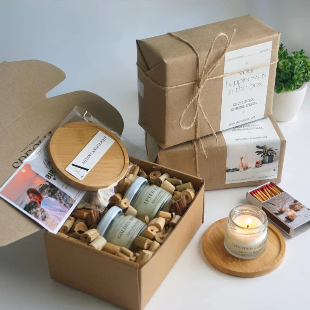 [Mini Gift Set Scented Candle] ชุดของขวัญเทียนหอมไขถั่วเหลือง ฟรี!การ์ดอวยพรใส่ภาพได้ ของขวัญวันเกิด