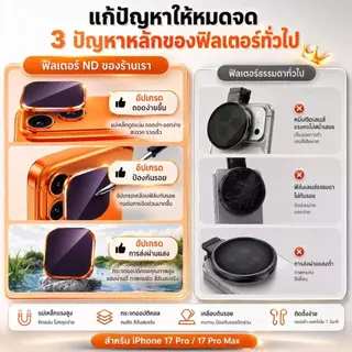 cxshop(103)เลนส์ฟิลเตอร์แม่เหล็ก ND 2in1 สำหรับ iPhone 17 Pro Max อุปกรณ์ถ่ายภาพมือถือ