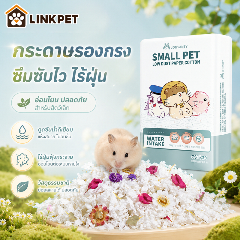กระดาษรองกรง รองกรงไร้ฝุ่น รองกรงหนูแฮมสเตอร์ รองกรงสัตว์เลี้ยง เสื่อกรงสัตว์เลี้ยง ขนาด 450 g