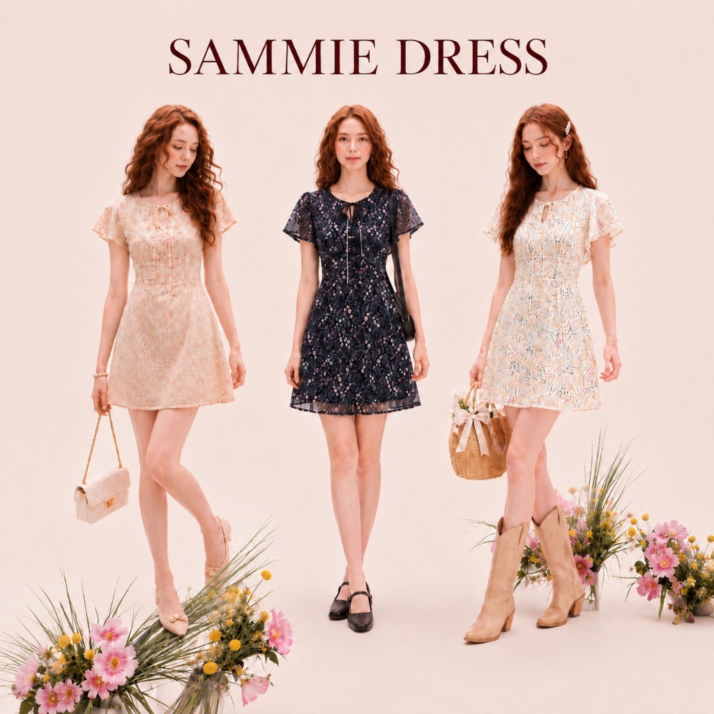 DR0497 LABELLE รุ่น Sammie Dress เดรสสั้นทำงาน เดรสน่ารัก