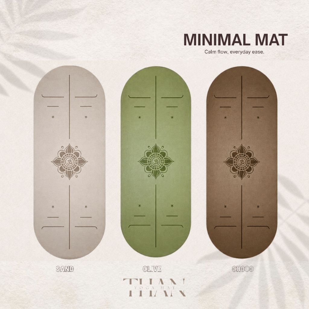 Minimal YOGA MAT & Pilates by THAN เสื่อโยคะยางพารา PU หนา 5mm สไตล์มินิมอล **FREE ! ! สายรัด** พร้อมส่งในไทย