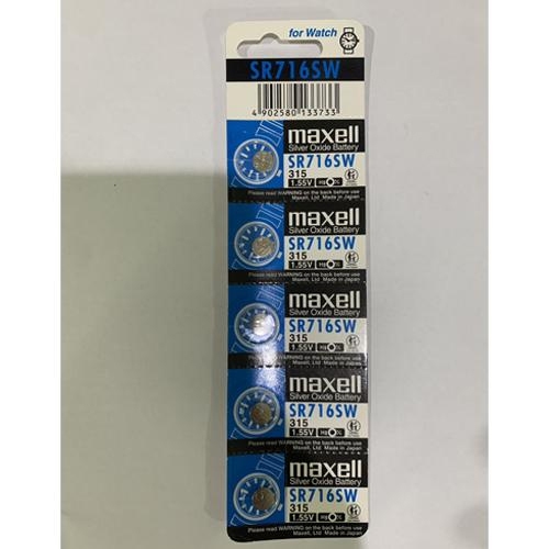 ถ่านกระดุม Maxell SR716SW,SR716 ,315  จำหน่ายยกแผง (แผงละ 5ก้อน)