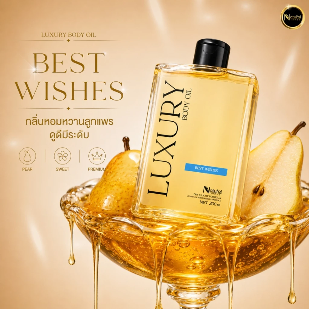 Luxury Body Oil ออยล์บำรุงผิวซึมไว วิตามินอีเข้มข้น บำรุงผิวล้ำลึก กลิ่นหอมติดผิว (100ml/200ml) thumbnail 5