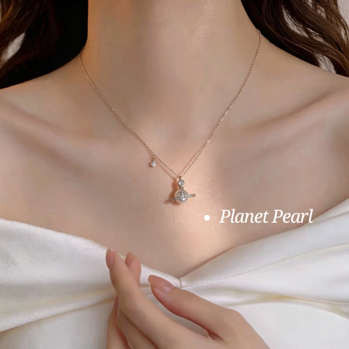 MEET สร้อยเงิน Planet Pearl สร้อยมุก สร้อยแฟชั่น สร้อยไข่มุก สร้อยคอเงินแท้ จี้ไข่มุก สร้อยคอเงิน