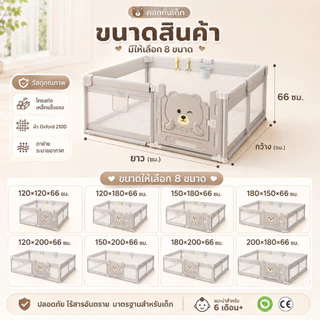 คอกกั้นเด็ก คอกเด็ก 6ฟุต มีประตูเปิด-ปิด มองเห็นลูก 360°แข็งแรง ปลอดภัย พื้นที่กว้าง สำหรับเด็กเล็ก