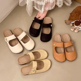 รองเท้าแตะหัวโต รองเท้าแมรี่เจน หนังกลับ พื้นนิ่ม กันลื่น มีให้เลือก 4 สี พร้อมส่งในไทย มีบริการส่งด่วน S-252