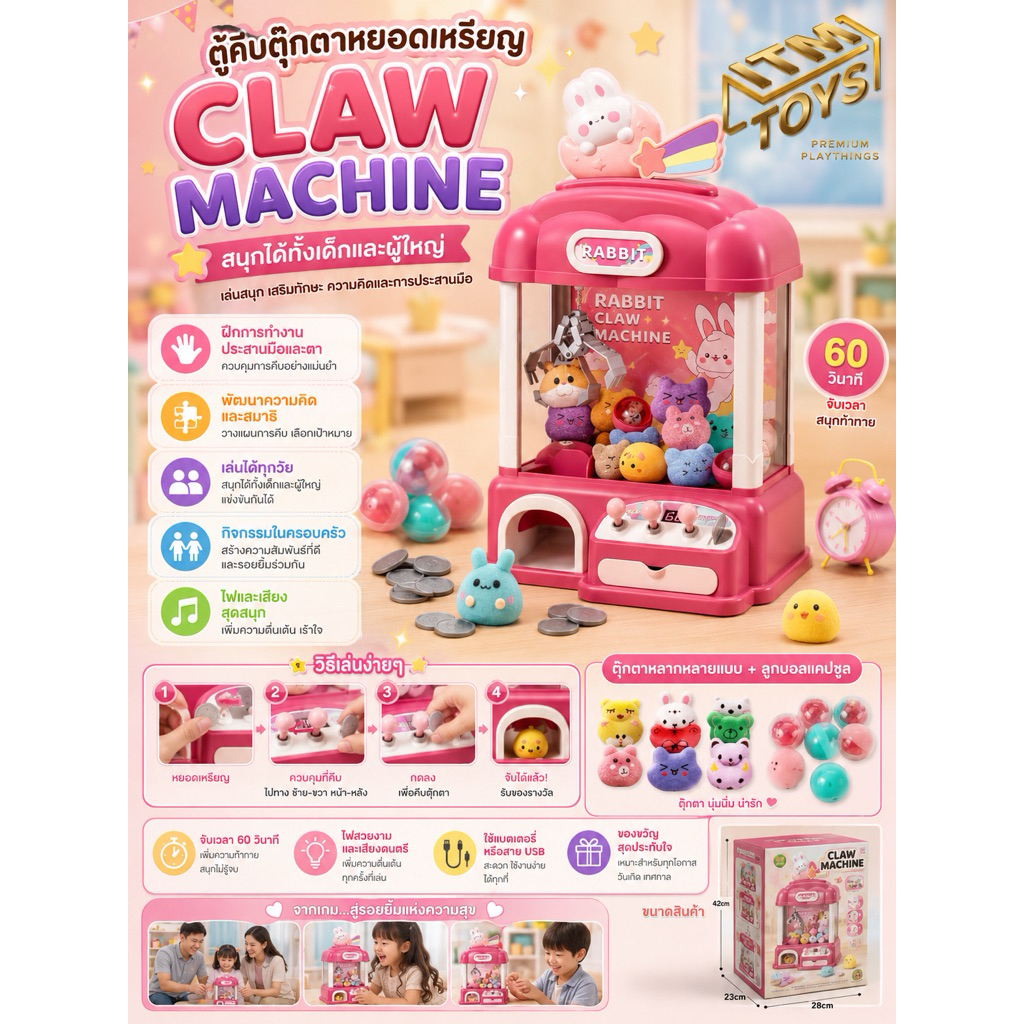 itimtoys ของเล่น ของเล่นเด็ก ที่คีบตุ๊กตาเด็ก ตู้คีบตุ๊กตาจำลอง รุ่น G231A