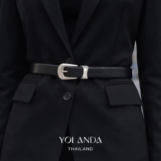 Yolanda Belt หัวเข็มขัดสีเงิน ดีไซน์เรียบหรู เข็มขัดแฟชั่น สุดคลาสสิก แมทช์ง่าย เข็มขัดหนังวินเทจ ดีเทลปลายโลหะ FF1616