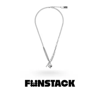 FUNSTACK สร้อยคอ Rule The World Black Heart Ruler Silver Stainless Steel