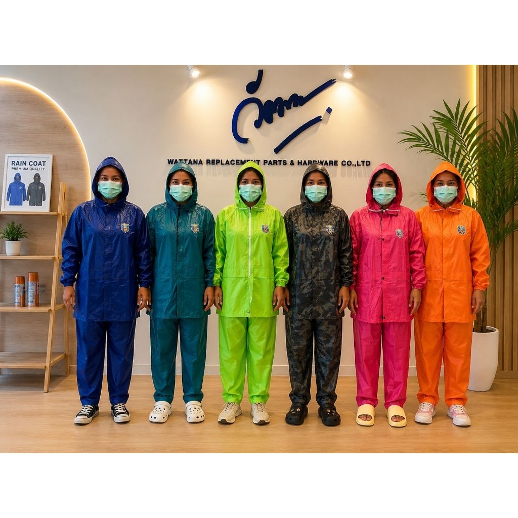 Danko ชุดกันฝนอย่างหนา  ตราช้าง เสื้อ+กางเกง ฟรีไซส์ มีหมวกคลุมหัว มีแถบสะท้อนแสง