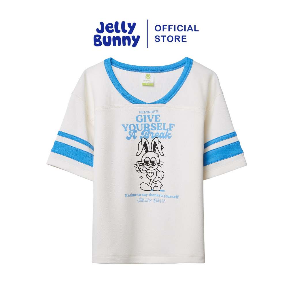 JELLY BUNNY เสื้อฟุตบอลแขนสั้นพิมพ์ลาย JERME สำหรับเด็กผู้หญิง รุ่น B26SGKB010 CREAM