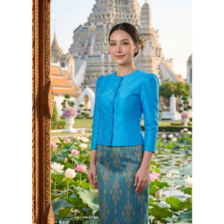 เสื้อไทยเรือนต้นผ้าไหมสี่เส้น มีไซส์32-46 มีหลายสีเลือกดูก่อนได้ค่ะ(ท01)