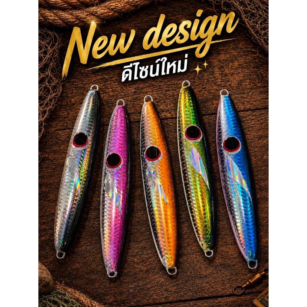 A-011 เหยื่อจิ๊กลายเกล็ดปลามังกร Dragon Scale Double Side Glow Jig 280g-350g งานทะเล