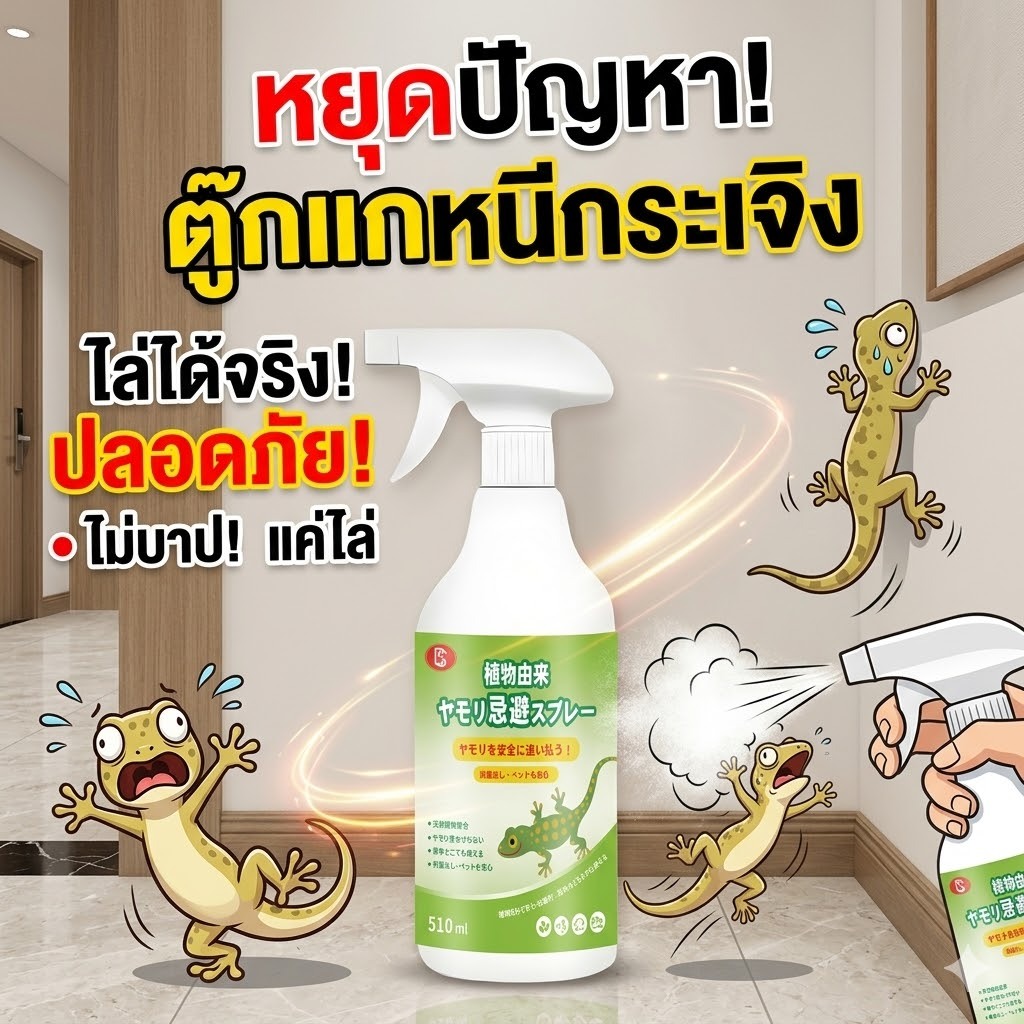 🦎สเปรย์ไล่จิ้งจก ยาไล่จิ้งจก ไล่ตุ๊กแก 520ml สูตรสมุนไพร เห็นผลเร็ว ใช้ในบ้าน ห้องครัว ห้องน้ำ ไม่ฉุน