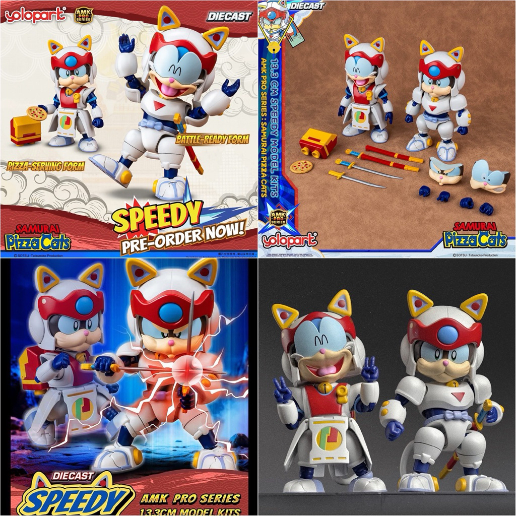 ข้อต่อโลหะ สามเหมียวยอดนินจา AMK PRO Series Samurai Pizza Cats Speedy Yattarou Model Kits by YOLOPARK
