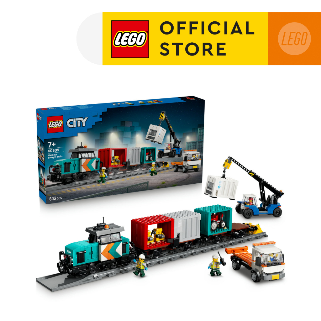 LEGO City 60509 Harbor Freight Train with Crane & Truck (803 Pieces), Building Blocks, Kids Toy