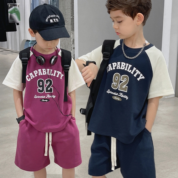 Beryl kids🌸ชุดเด็กผู้ชาย🎀ชุดเสื้อยืดกางเกงขาสั้น พิมพ์ลายตัวอักษร ทรงหลวม งานดี สไตล์เกาหลี ใส่แล้วเท่ ใส่สบาย