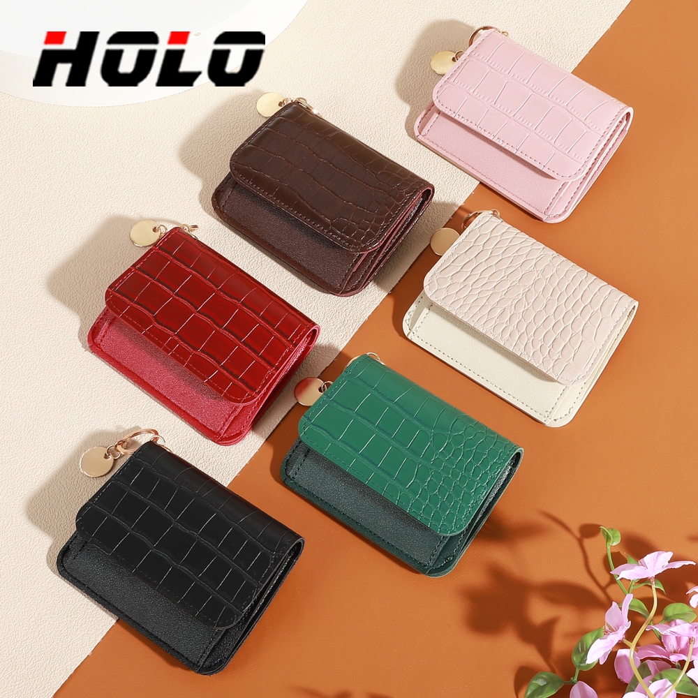 ผู้หญิงกระเป๋าเงิน กระเป๋าสี่เหลี่ยมเล็ก กระเป๋า สตางค์ สั้น แฟชั่นที่เรียบง่าย สีทึบ