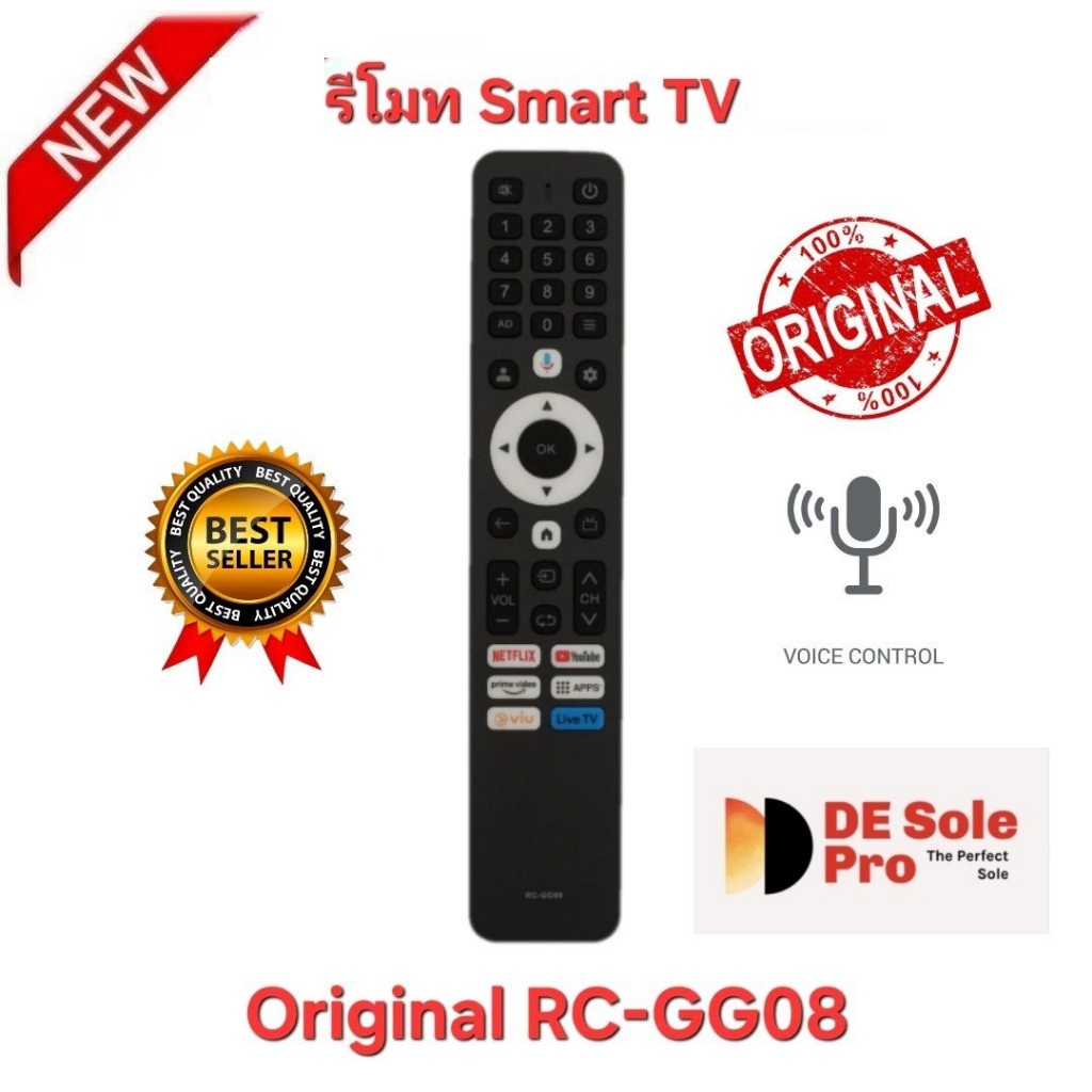พร้อมส่ง รีโมท Smart TV Original RC-GG08 แท้ 100% สำหรับ 40HSA120AN, 65US410AN ส่งทุกวัน
