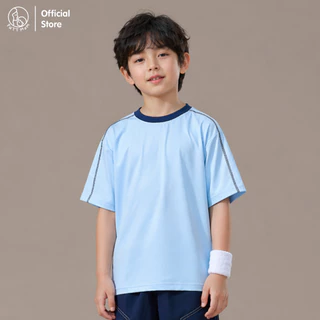 Patt Mom เสื้อยืดแขนสั้นเด็ก เสื้อกันแดดเด็ก คอกลม ทรงเข้ารูป แขนเสื้อ สีทูโทน สดใส สำหรับเด็กอายุ 3-14ปี (T-BJC625)