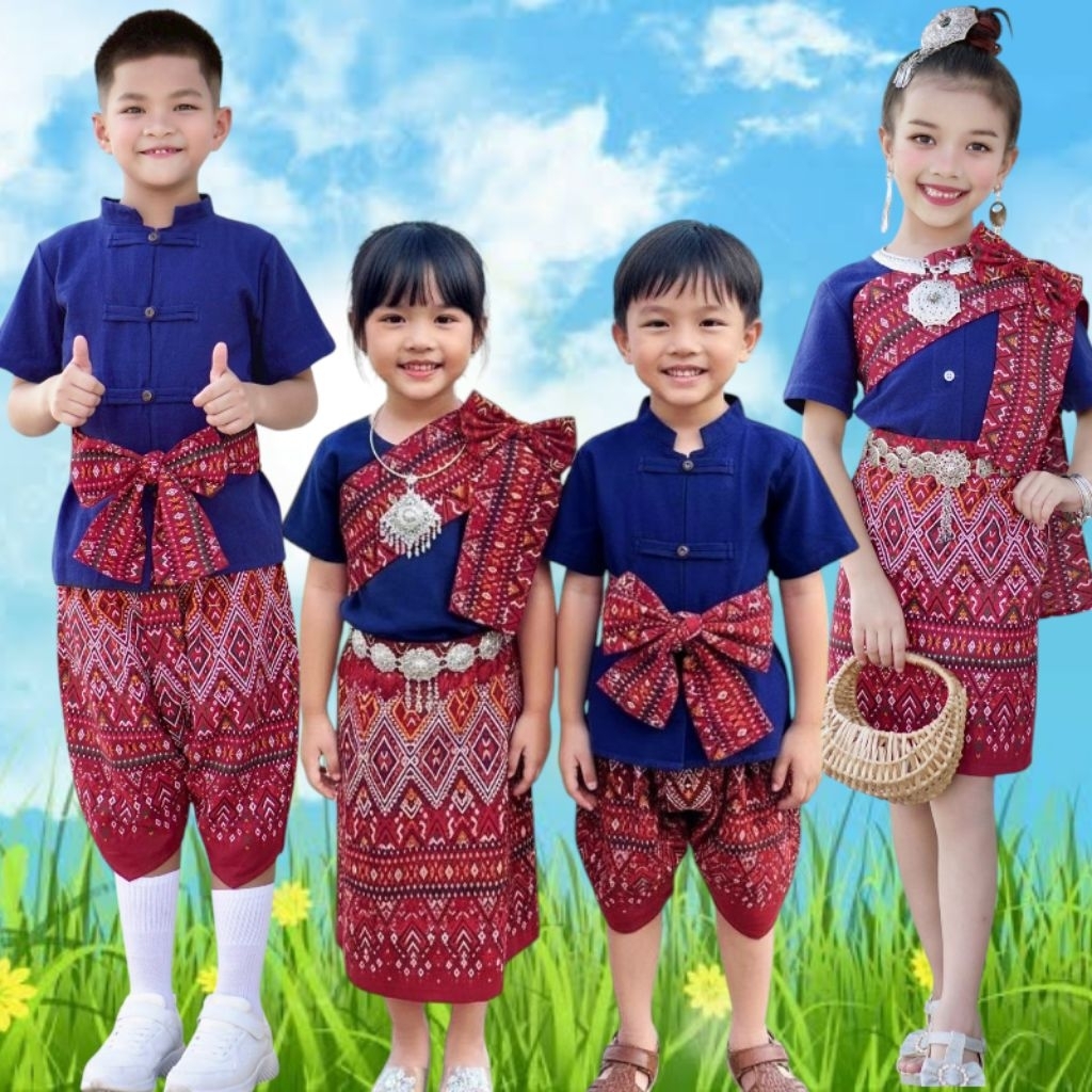 ชุดพื้นเมือง ชุดเซิ้ง ผ้าไทยเด็ก (ต้นทางสงขลา)