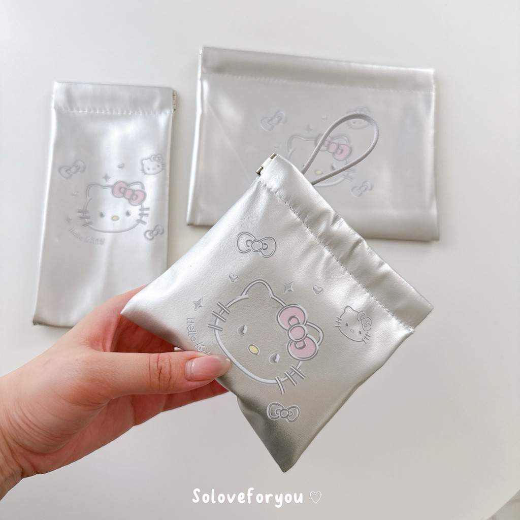 ถุงซิป hello kitty 🩶  ซองคิตตี้ มี 3 ขนาด ใส่เหรียญหรือ powerbank ได้