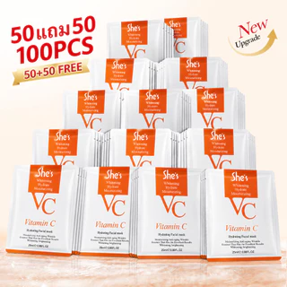 50แถม50🔥【ซื้อคุ้มสุดๆ】SHES VC Maskมาส์กวิตามินซีหน้าขาวกระจ่างใส หน้าเนียนนุ่มชุ่มชื้น ลดริ้วรอย