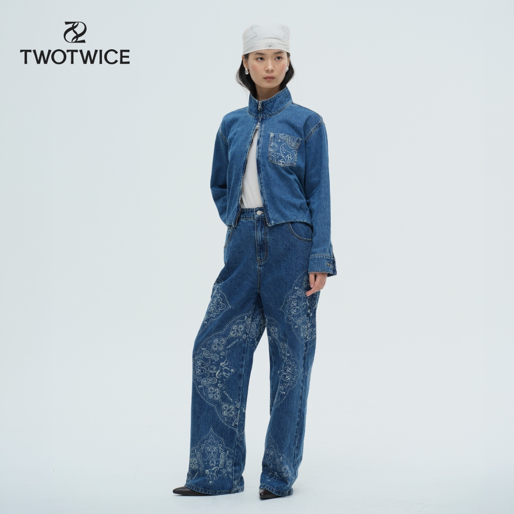 (พร้อมส่ง) Twotwice - Moss Boyfriend Jeans - ลาย Paisley