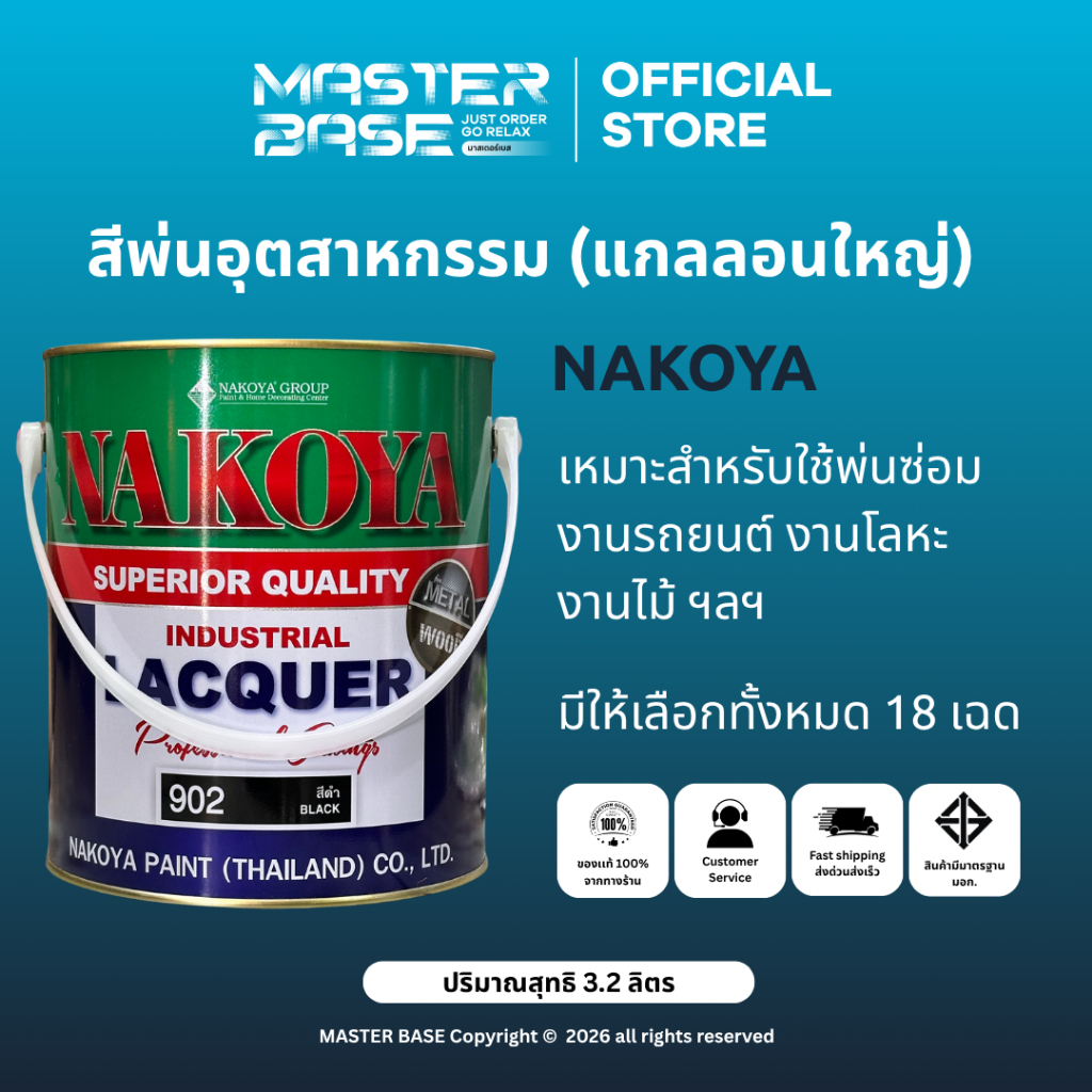 NAKOYA  สีพ่นนาโกย่า สีพ่นรถยนต์ สีโลหะ ไม้เเละเฟอร์นิเจอร์ สีอุตสาหกรรมไนโตรเซลลูโลส สีแห้งเร็ว NKY  - ขนาด 3.2 ลิตร