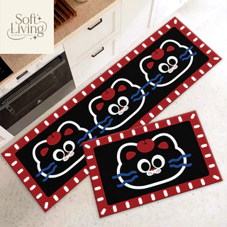 พรมเช็ตคู่ลายสัตว์ 3D (ไร้ขอบ) เซ็ต 2 ชิ้น กันลื่น ซับน้ำดี Cute Style 40x120+40x60 cm
