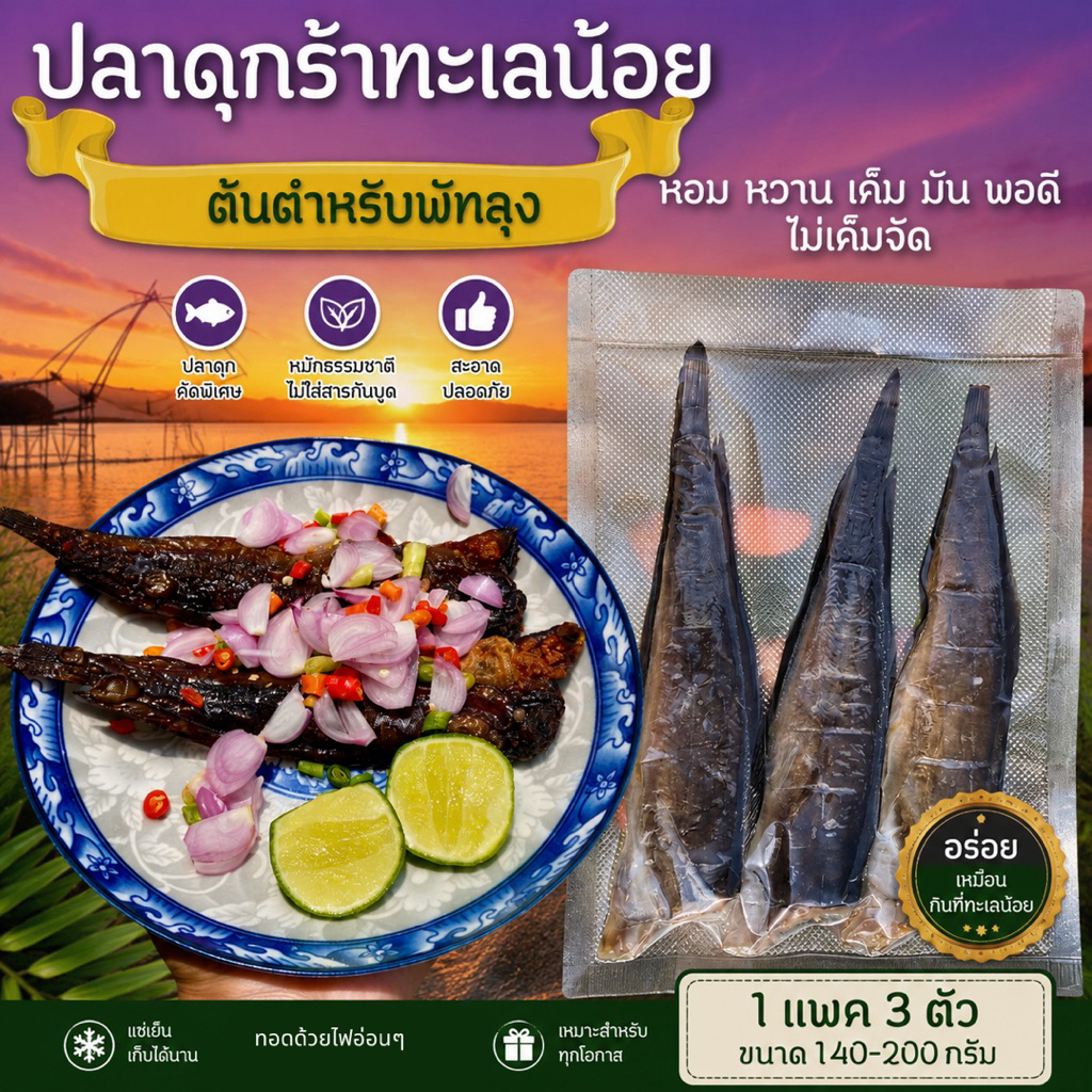 ปลาดุกร้า ทะเลน้อย ขนาด 140-200 กรัม แพคล่ะ 3 ตัว