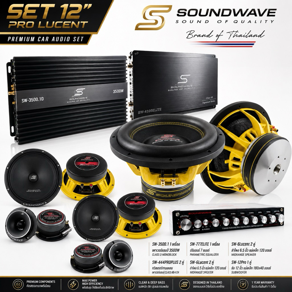 ชุดเครื่องเสียงรถยนต์ 12นิ้ว SET 12นิ้ว PRO Lucent SOUNDWAVE HIEND เครื่องเสียงรถยนต์ , เครื่องเสียงรถ , เพาเวอร์แอมป์