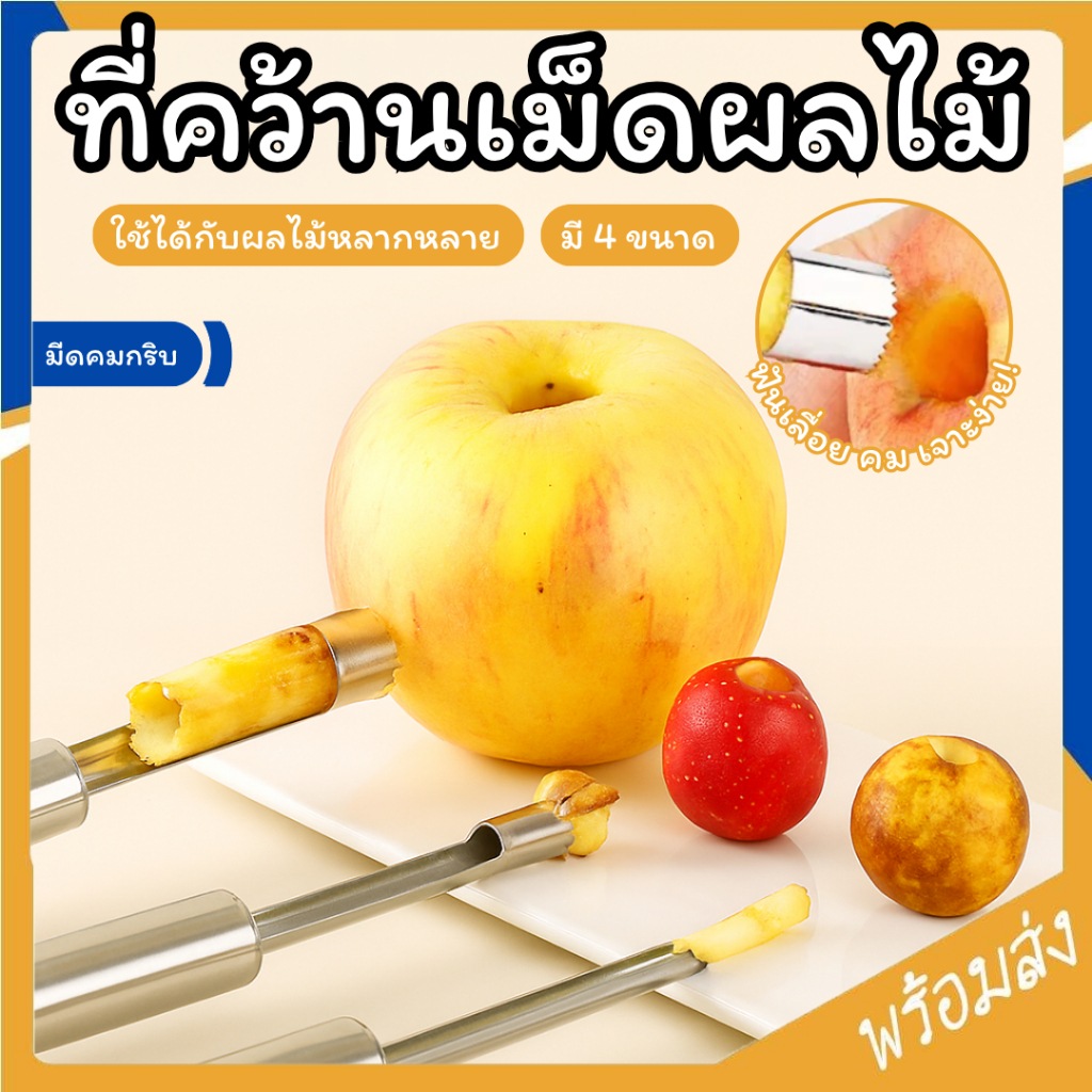 SUGA ที่คว้านเม็ดผลไม้ มี4ขนาด เครื่องคว้านผลไม้ ที่เจาะแกนผลไม้ อุปกรณ์คว้านเม็ด เจาะเม็ด อเนกประสงค์ สแตนเลส SUR390