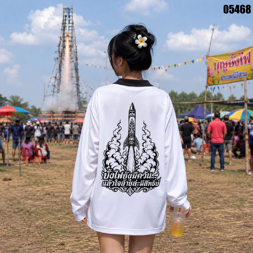 เสื้อปุ๋ย เสื้อคนงาน เสื้อปุ๋ยสกรีนลาย เสื้อคนงานสกรีนลาย " บั้งไฟยังมีควัน แล้วใจอ้ายล่ะมีสิทธิบ่ "