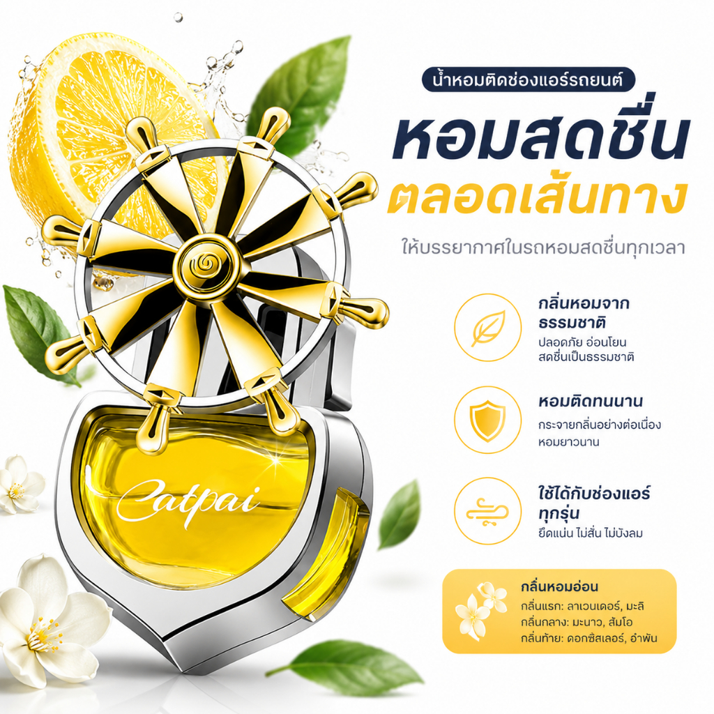 มีให้เลือก 6 สี น้ำหอมปรับอากาศในรถยนต์ อุปกรณ์ตกแต่งช่องระบายอากาศ ดีไซน์กังหันลม กลิ่นหอมติดทนนาน น้ำหอมปรับอากาศในรถย