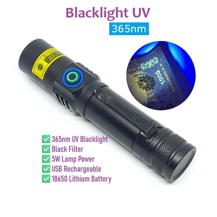 ไฟฉายยูวี 365nm ตรวจสอบธนบัตรปลอม ส่องลายน้ำ - ไฟฉาย uv ไฟฉาย Blacklight ไฟตรวจแบงค์ UV LED Flashlight