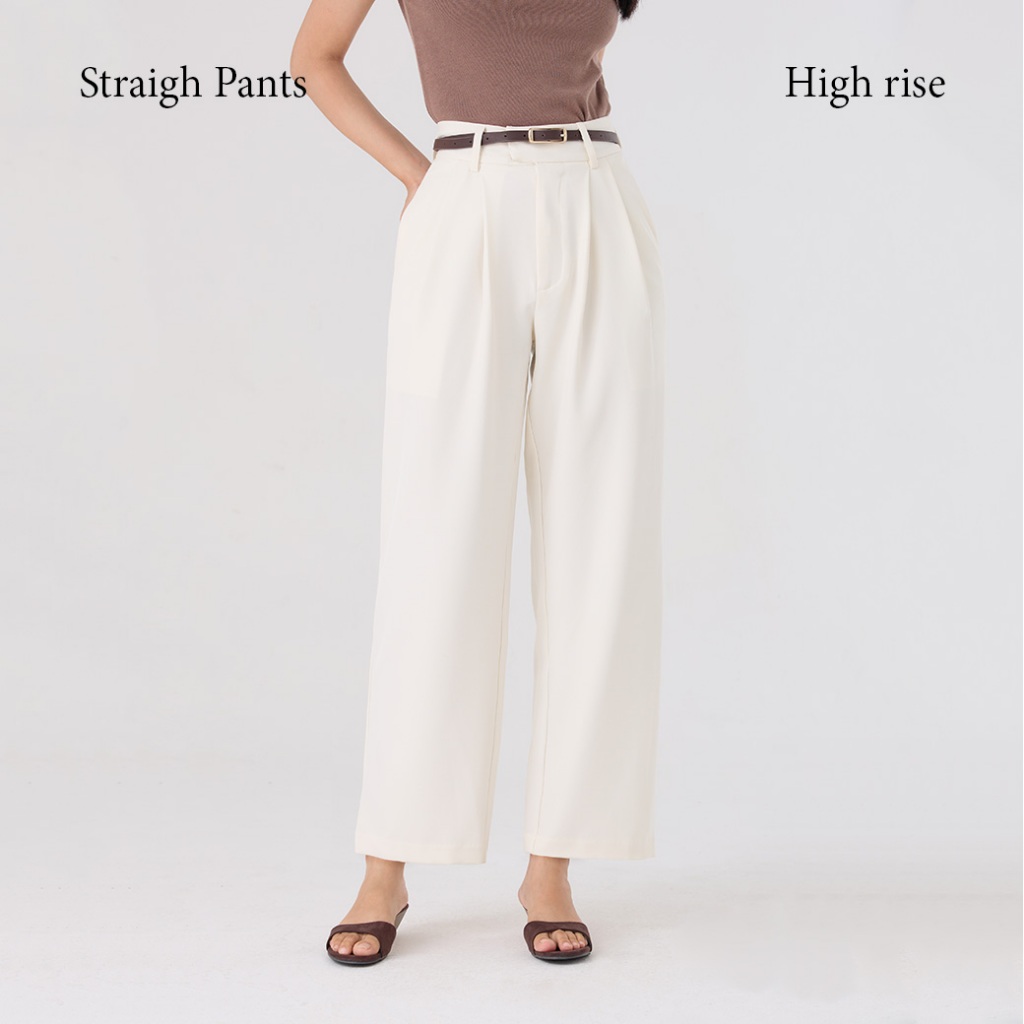 Khaki Bros. - คาคิบรอส - Ladies - Straight Pants High Waist - กางเกงขายาวผู้หญิง - KL26B001