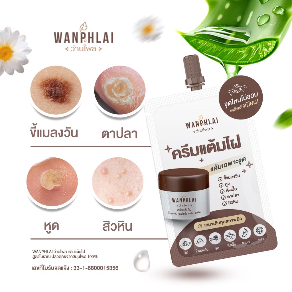 [ของแท้] ครีมแต้มไฝว่านไพล ขี้แมลงวัน ติ่งเนื้อ หูด ตาปลา แก้ปัญหา สิวหิน ครีมแต้มไฝ หูด จี้ไฝ แต้มหูด ขนาด 1.2 กรัม