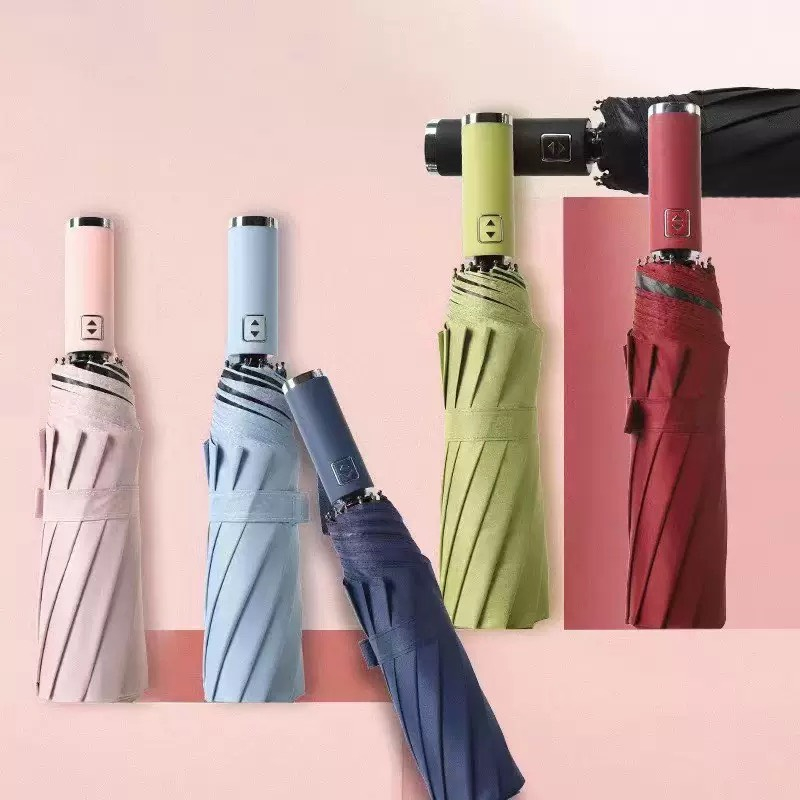 ZJ HOME ร่มกันฝน UV อัตโนมัติ ขนาดใหญ่พิเศษ พับได้ ร่มอัตโนมัติ สีพื้น กันฝนกันแดดกันUV พกพาสะดวก น้ำหนักเบา