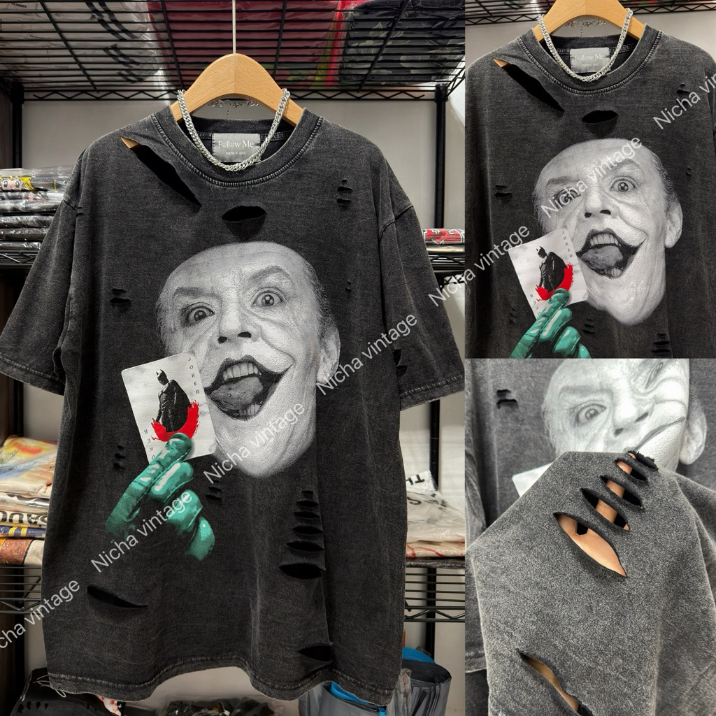 เสื้อยืดผ้าฟอกวินเทจแต่งขาด รายสุดฮิบ อก46  (ถ่ายจากงานจริง)