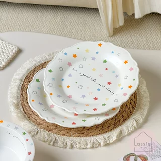 🎁⭐ Color Star Ceramic Gift Set ชุดจานชามเซรามิกลายดาว มาพร้อมกล่อง ของขวัญขึ้นบ้านใหม่ เข้าไมโครเวฟและเครื่องล้างจานได้