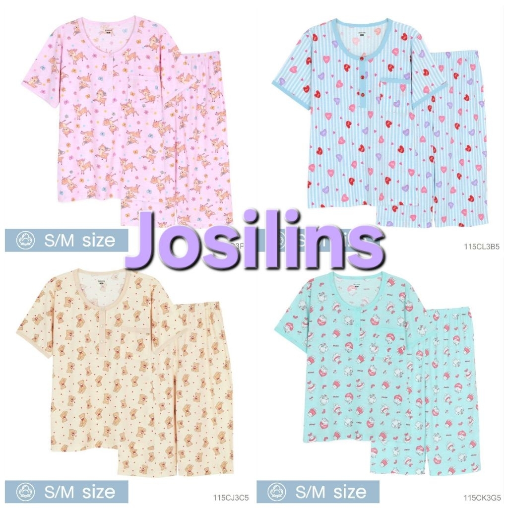 Josilins  ชุดนอน คอกลม ขาสี่ส่วน ผ้ายืด ชุดนอนโจศิรินส์
