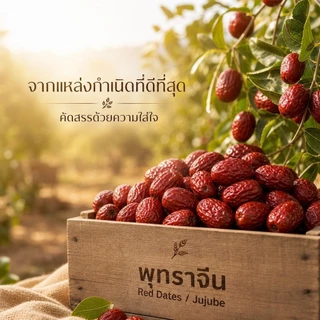 พุทราจีน ไร้เมล็ด เกรดพรีเมียม คัดพิเศษ Red Dates Jujube ลูกใหญ่ เนื้อหนา หวานธรรมชาติ ชงดื่ม ทำขนม ขนาด 1 kg