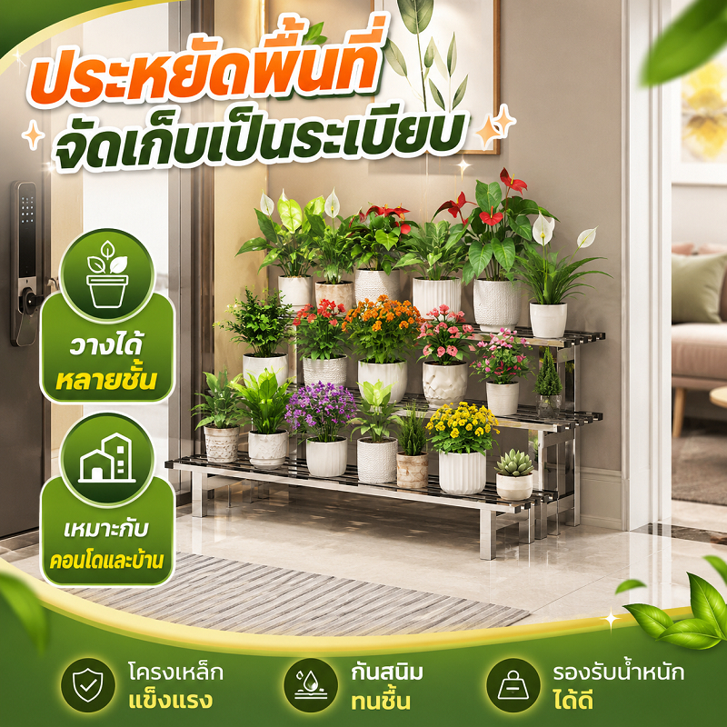 【Peak Go】ชั้นวางกระถางต้นไม้เคลือบสังกะสี กันสน ขั้นบันไดหลายชั้น ชั้นวางของกลางแจ้ง ดีไซน์มินิมอล