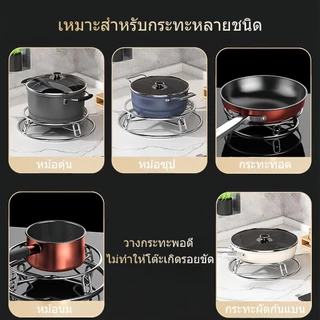 3PCS ชั้นวางหม้อสแตนเลส จัดระเบียบครัว ที่วางฝาหม้อกันความร้อน ป้องกันการลวก แข็งแรง ทนทาน