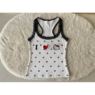 เสื้อกล้ามลายจุด แต่งขอบลูกไม้ (S42)