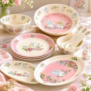 🐰ชุดจานชามเซรามิค Victorian Bunny Garden ลายกระต่ายพาสเทลสุดคิวท์ เหมาะกับHomeCafe และเป็นของขวัญสุดน่ารัก 💐Lassie Decor