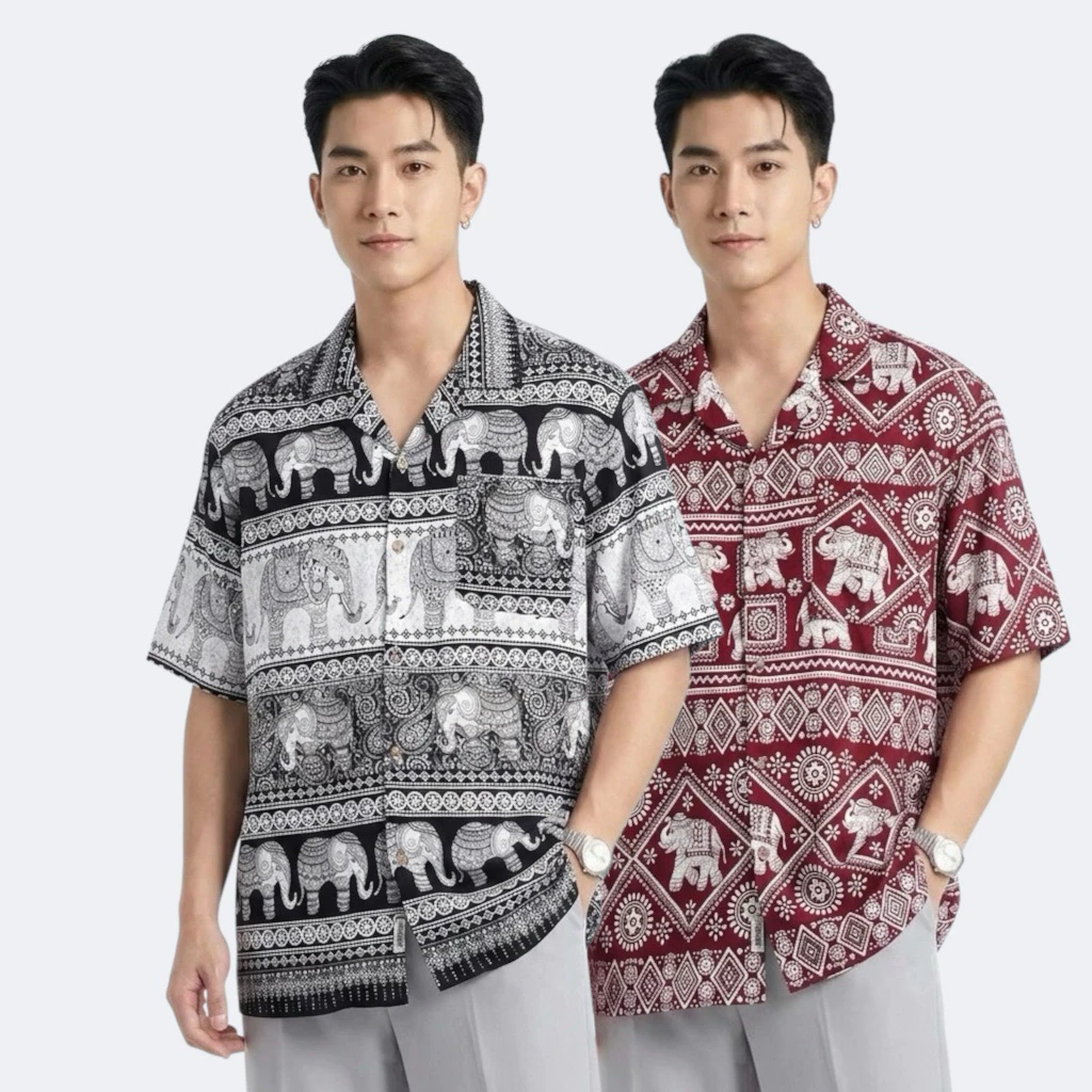 [งานไทย🇹🇭]เสื้อฮาวาย เสื้อลายช้าง ยอดฮิต ติดลมบนมากๆ ทีหลายไซส์ให้เลือก