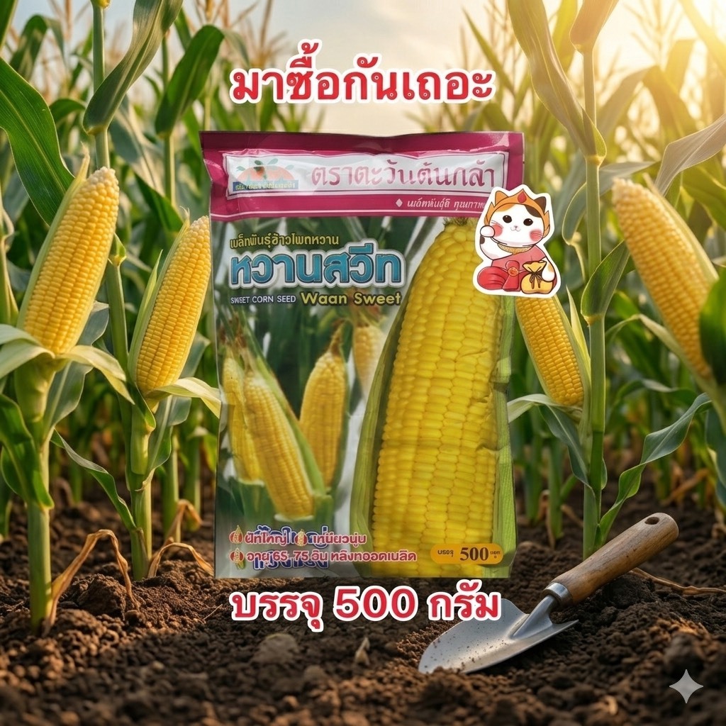หวานสวีท ข้าวโพดหวาน ตราตะวันต้นกล้า(สิ้นอายุ02/70) บรรจุ500กรัม/ซอง