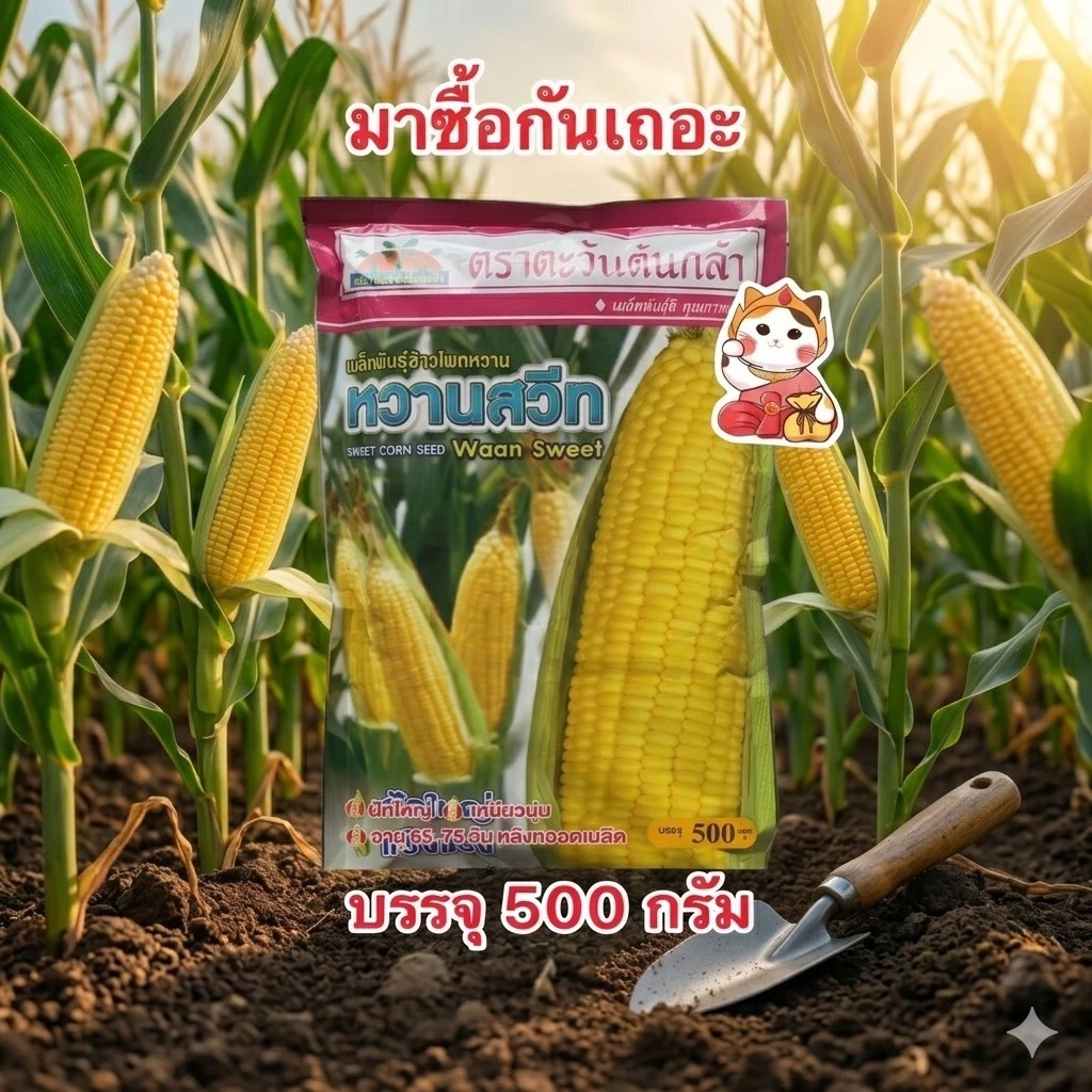 หวานสวีท ข้าวโพดหวาน ตราตะวันต้นกล้า(สิ้นอายุ04/70) บรรจุ500กรัม/ซอง